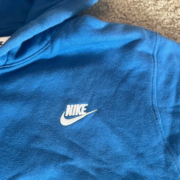 Nike Mens Pullover Hoodie Sweatshirt Swoosh Logo Athletic Casual Blue Size S - Picture 4 of 5